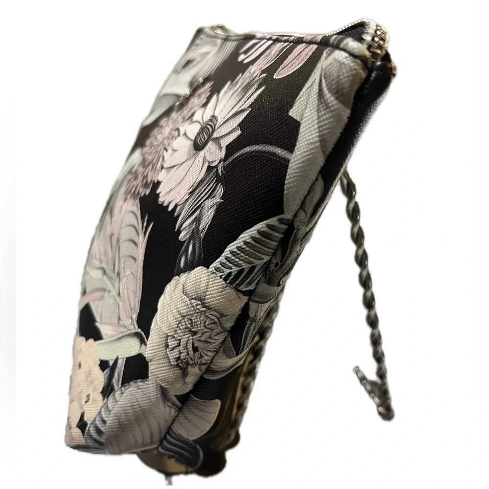 Christian Lacroix Floral Garden Black Cosmetic Zip Pouch Bag